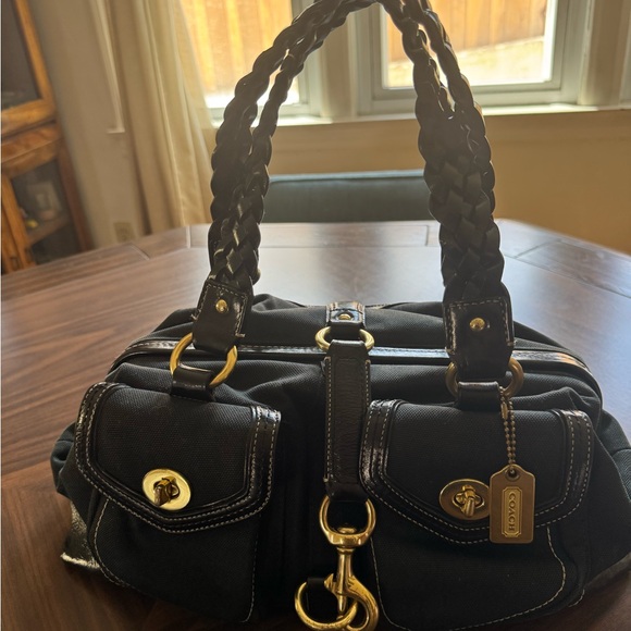 Coach Black Shoulder Bag with Gold Accents - Picture 1 of 8